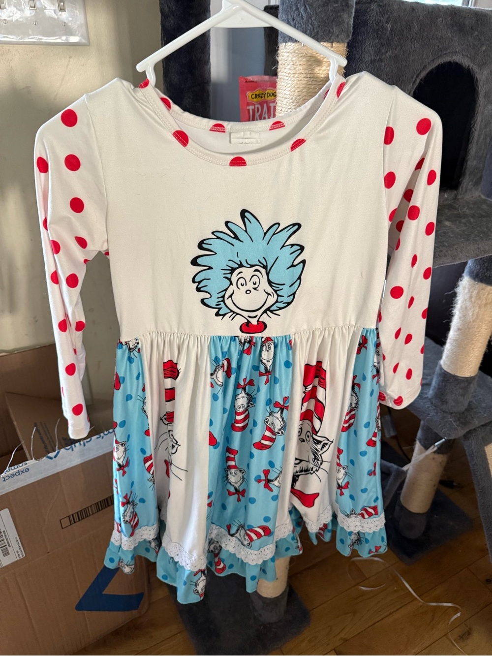 Dr. Seuss Cat in the Hat Girls Polka Dot Dress